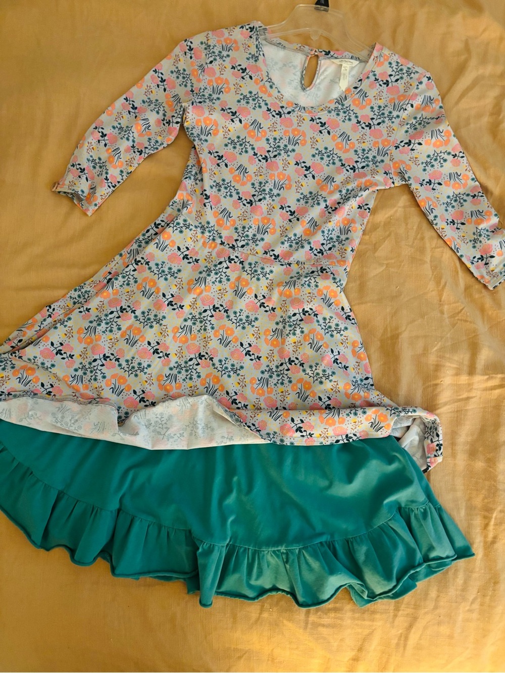 Matilda Jane Floral Midi Dress with Teal Ruffle Slip